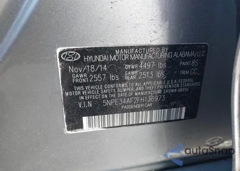 2015 Hyundai Sonata Sport z USA, uszkodzony, nr VIN 5NPE34AF2FH136973